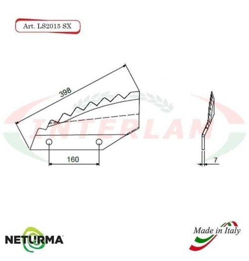 LS2015SX - Left - Knife for mixer wagon UNIFEED - Vertical - Toothed - Folded - TRIOLET - (5 Pz.)