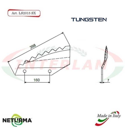 LS2015SX - Tungsteno  - Lama per Carri UNIFEED  - Piegata - TRIOLET - (5 Pz.)
