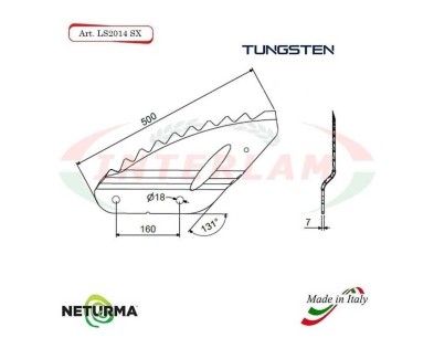 LS2014SX - TUNGSTEN - Left - Knife for mixer wagon UNIFEED - Vertical - Toothed -FOLDED - FARESIN - (5 Pcs.)