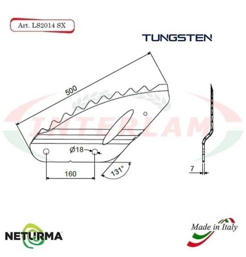 LS2014SX - TUNGSTENO - Lama per Carri UNIFEED  - Piegata - TRIOLET - (5 Pz.)