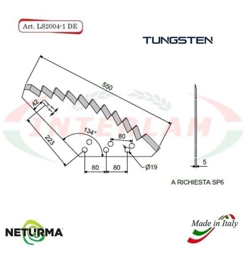 LS2004-1-DX - TUNGSTENO - Lama per Carri UNIFEED - STORTI - (2 Pz.)
