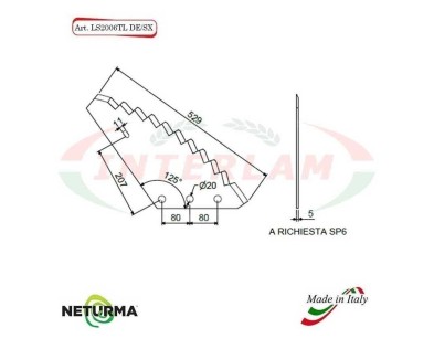 LS2006TLDX - Knife for mixer wagon UNIFEED - Vertical - Toothed - CRAI - (5 Pz.)