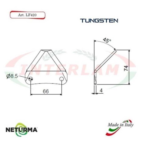 Lama per FRESA Carri UNIFEED LF 420 - PIEGATA 45° - STORTI - Tung