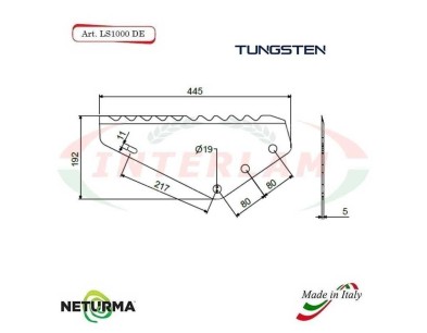 LS1000DX - TUNGSTENO - Lama per Carri UNIFEED - SGARIBOLDI - (5 Pz.)
