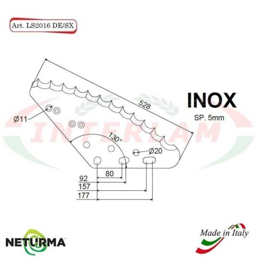 LS2016DX - INOX - Lama Per Carri UNIFEED Verticale - STORTI - (1 Pz.)