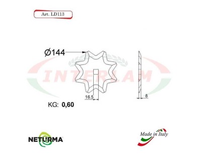 LD113 - Lama per Carri UNIFEED - Dentata - Ø144 - SEKO - (25 Pz.)