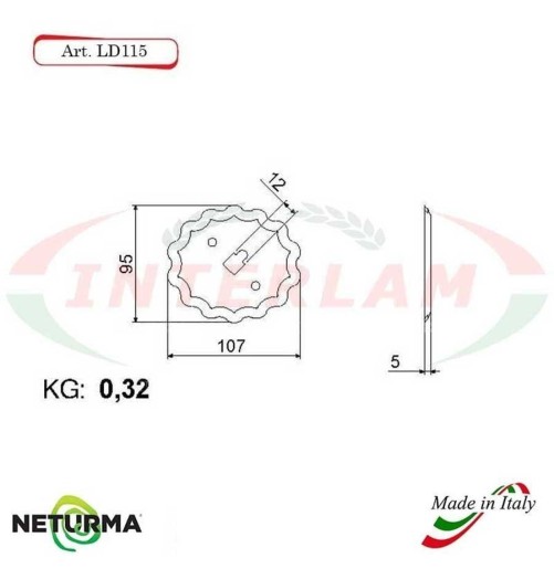 LD115 - Knife for mixer wagons  UNIFEED - Toothed - Ø95X107 - STORTI - (25 Pcs.)
