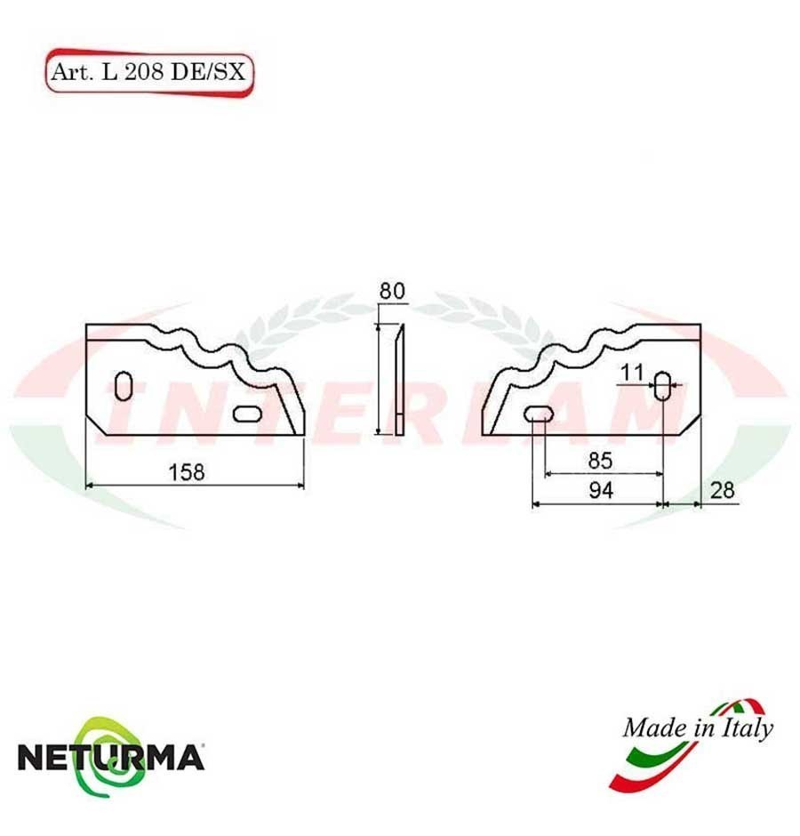 L208DX - Right - Knife for mixer wagons UNIFEED - toothed - Ø80 - (10 Pcs.) - GILIOLI L208DX - Right - Knife for mixer wagons UNIFEED - toothed - Ø80 - (10 Pcs.) - GILIOLI