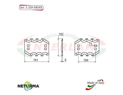 L228SX - Lama per Carri UNIFEED - Dentata - Ø102 - FARESIN - (10 Pz.)