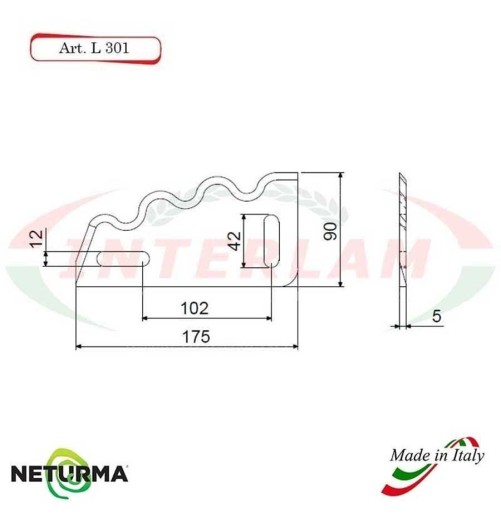 L301 - Knife for mixer wagons UNIFEED - toothed - Ø90 - (10 Pcs.) - BONINO