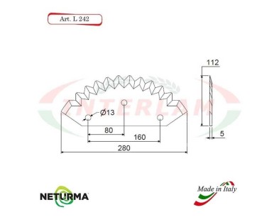 L242 - Knife for mixer wagons UNIFEED - toothed - Ø112 - (5 Pcs.)