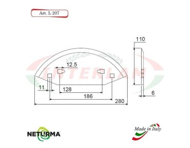 L207 - Lama per Carri UNIFEED - Liscia - Ø110 - STORTI (5 Pz.)