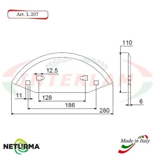 L207 - Lama per Carri UNIFEED - Liscia - Ø110 - STORTI (5 Pz.)