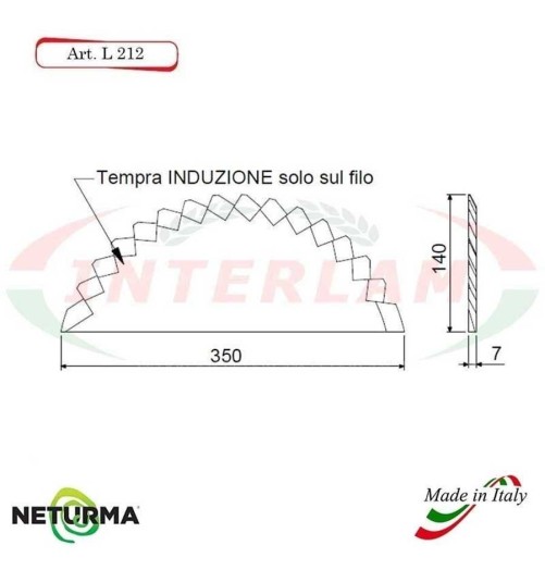 L212 - Knife for mixer wagons UNIFEED - Toothed  - Ø140 - MARMIX - No holes - (5 Pcs.)