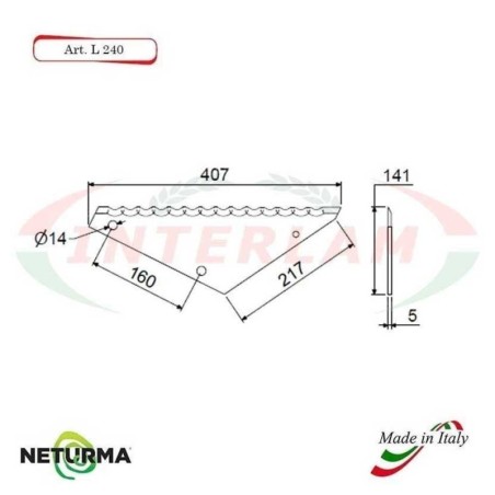L240 - Lame per Carri Foraggeri - Dentata - Ø141 - (5 Pz.)