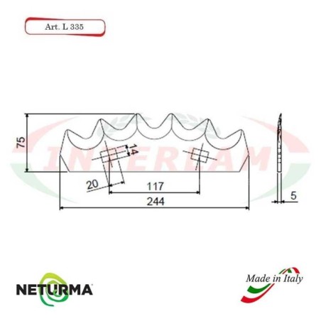 L335 - Lama per Carri UNIFEED - Dentata - KUNH - A5310402 - (10 Pz.)