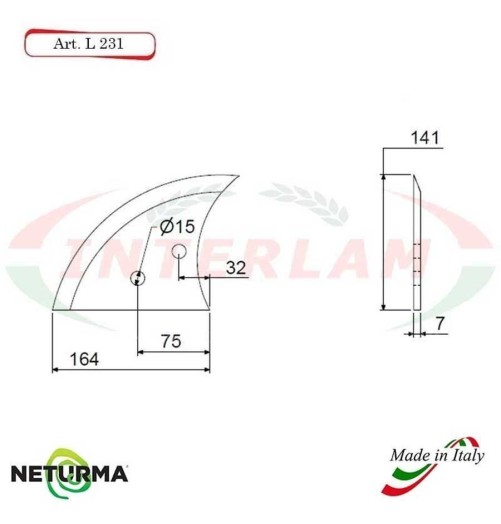 L231 -  Knife for mixer wagons UNIFEED Smooth - Ø141 - MARMIX  - (5 Pcs.)