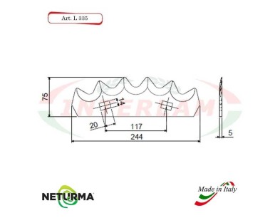 L335 - Knife for mixer wagons UNIFEED - toothed   - KUNH - A5310402 - (10 Pz.)