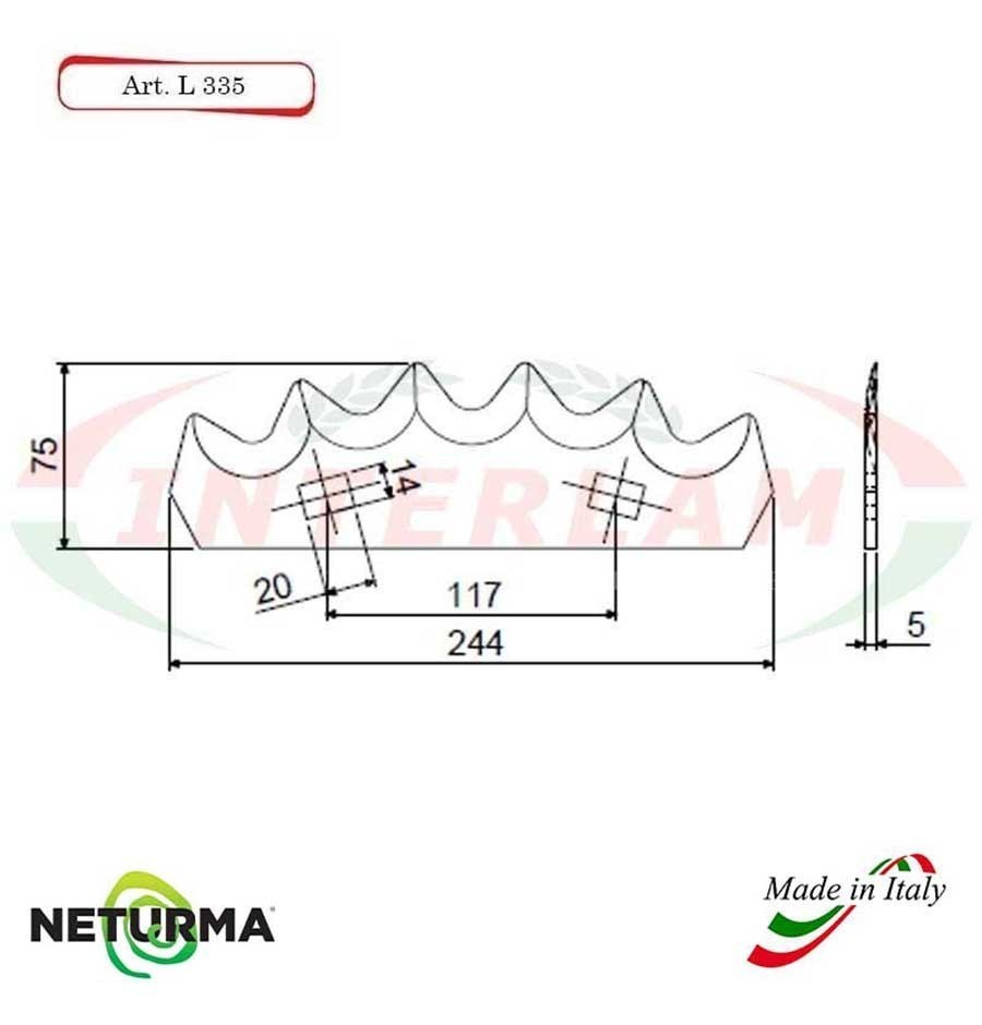 L335 - Knife for mixer wagons UNIFEED - toothed - KUNH - A5310402 - (10 Pz.) L335 - Knife for mixer wagons UNIFEED - toothed - KUNH - A5310402 - (10 Pz.)