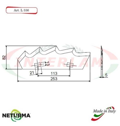 L336 - Lama per Carri UNIFEED - Dentata  - KUNH - A5306460 - (10 Pz.)