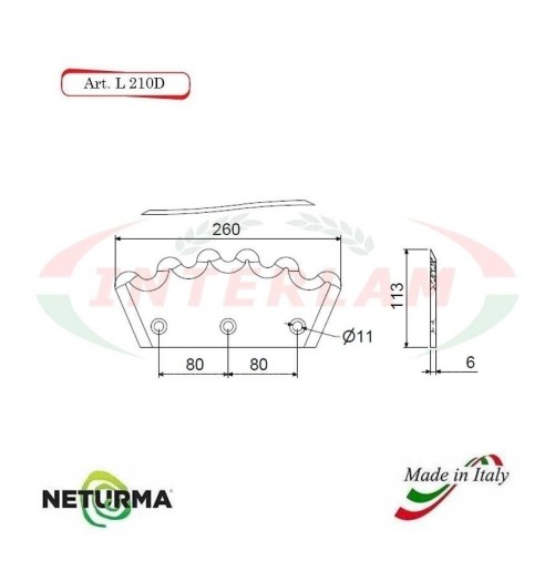 L210DX - Lama per Carri UNIFEED - Dentata  Ø113 - PAGLIARI
