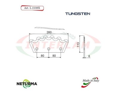 L210DX - TUNGSTEN - Knife for mixer wagons UNIFEED - Toothed - Ø113 - PAGLIARI