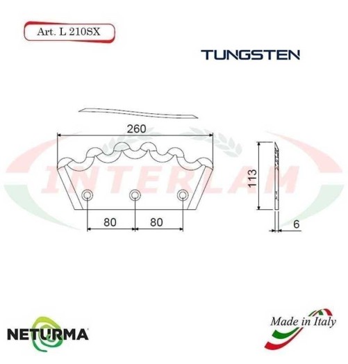 L210SX -TUNGSTEN -  Knife for mixer wagons UNIFEED - Toothed - Ø113 - PAGLIARI