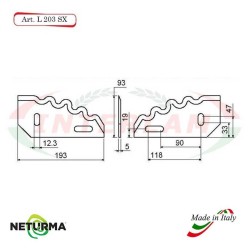 L203SX - Left toothed knife for UNIFEED horizontal mixer wagon - Ø93 - LUCLAR - (10 Pcs)