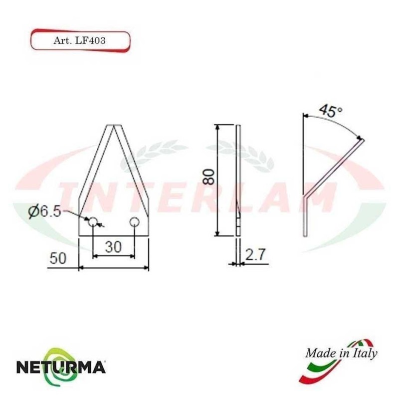 LF403P - Knives for unifeed trailers and silage wagons - BENT 45° - (25 Pcs) LF403P - Knives for unifeed trailers and silage wagons - BENT 45° - (25 Pcs)