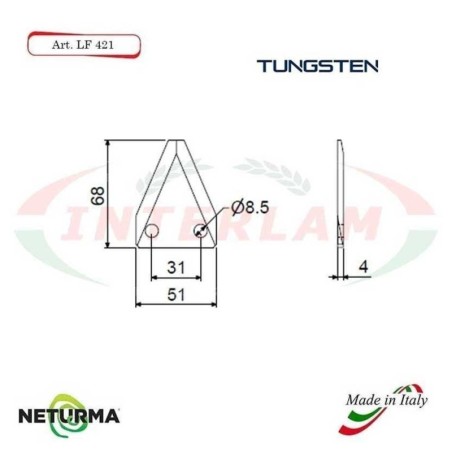 LF421T - TUNGSTENO - Lama per FRESA Carri UNIFEED - STORTI - (25 Pz.)