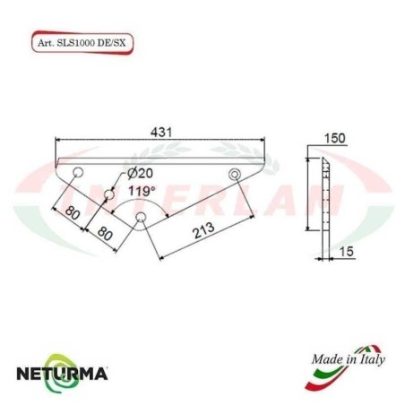 SLS 1000 DE/SX - SUPPORTO per Lame Carri UNIFEED - MUTTI - (3 Pz.)
