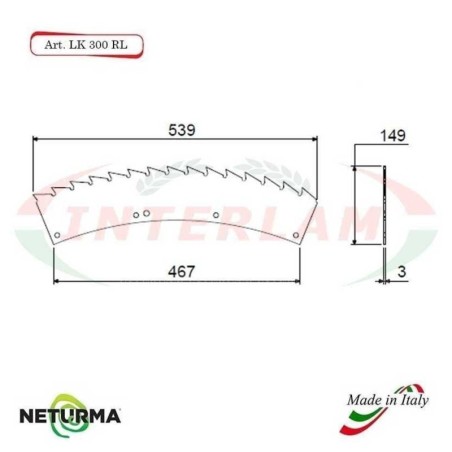LK300 - Lame TRINCIA Foraggi e Mais KEMPER - RAGGIO LARGO - (8 Pz.)