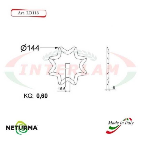 LD113 - Lama per Carri UNIFEED - Dentata - Ø144 - SEKO - (25 Pz.)