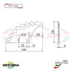L241 - Lama per Carri UNIFEED - Dentata - Ø138 - EUROCOMP - (4 Pz.)