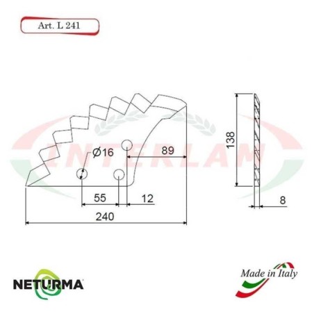 L241 - Knife for mixer wagons UNIFEED - toothed - Ø138 - (4 Pcs.) - EUROCOMP