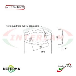 L244DX - Lama per Carri UNIFEED - Dentata - Ø88 - 2 FORI - STORTI - ST16800058 - (10 Pz.)