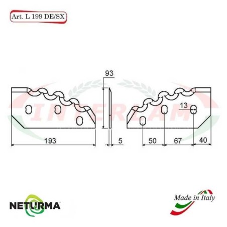 L199SX - Lama per Carri UNIFEED - Dentata - Ø93 - SGARABOLDI (10 Pz.)