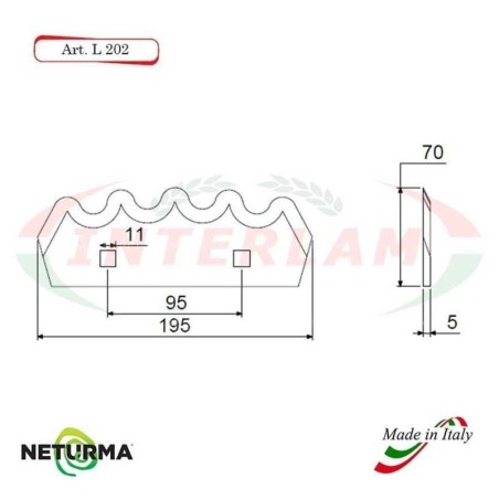 L202 - Knife for mixer wagons UNIFEED Smooth - Ø70- MARMIX - ALIECO - (10 Pcs.)