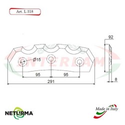 L318 - Lama per Carri UNIFEED - Dentata - Ø92 - MARMIX - (5 Pz.)