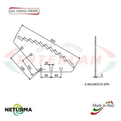 LS2021DX - Right - Knife for mixer wagon UNIFEED - Vertical - Toothed - FARESIN - (5 Pz.)
