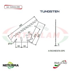 LS2024DX - TUNGSTEN - Right - Knife for mixer wagon UNIFEED - Vertical - Toothed - STORTI - (5 Pcs.)