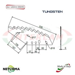 LS2010DX - Knife for mixer wagon UNIFEED - Vertical - Toothed - Tung