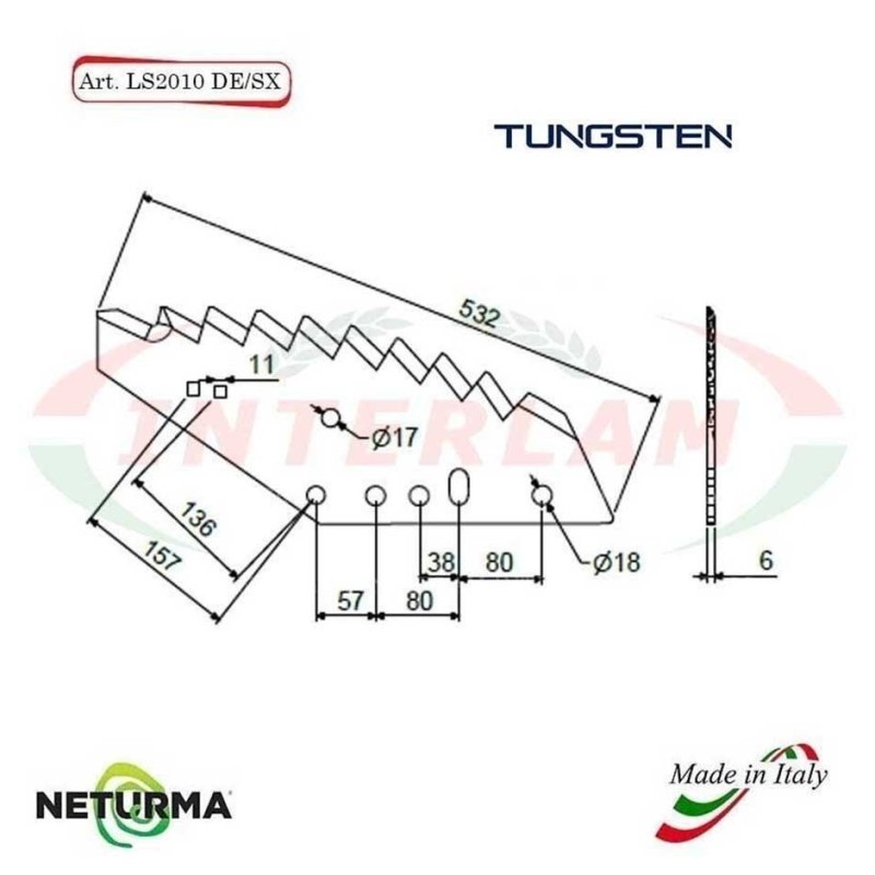LS2010DX - TUNGSTENO - Lama per Carri UNIFEED - KUNH Unificata - (5 Pz.) LS2010DX - TUNGSTENO - Lama per Carri UNIFEED - KUNH Unificata - (5 Pz.)