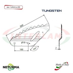 LS2014SX - TUNGSTENO - Lama per Carri UNIFEED - Piegata - TRIOLET - (5 Pz.)