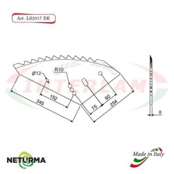 LS2017DX  Right - Knife for mixer wagon UNIFEED - Vertical - Toothed  - SILOKING - KVERNELAND - (5 Pcs.)