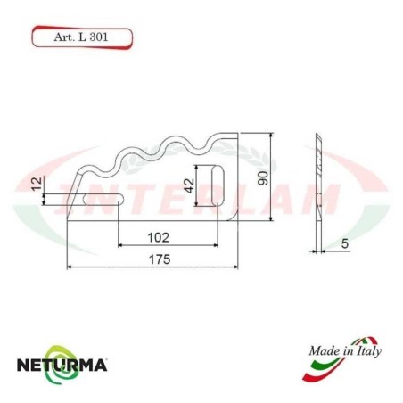 L301 - Knife for mixer wagons UNIFEED - toothed - Ø90 - (10 Pcs.) - BONINO