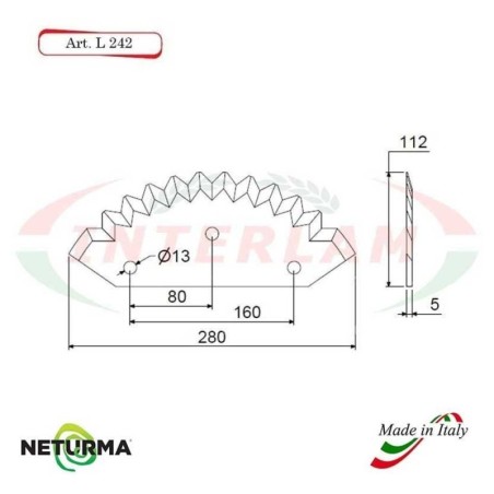 L242 - Knife for mixer wagons UNIFEED - toothed - Ø112 - (5 Pcs.)