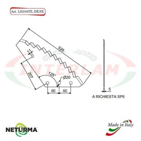LS2006TLSX - Lama per Carri UNIFEED Verticale - SUPERTINO - (5 Pz.)