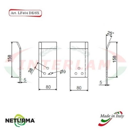 LF404DX - Lama per FRESA Carri UNIFEED - PIEGATA 25° - AGM - (10 Pz.)