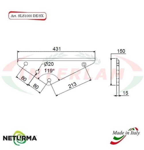 SLS 1000 DE/SX - SUPPORTO per Lame Carri UNIFEED  - AGM - (3 Pz.)